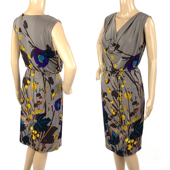 JONES NEW YORK Draped Neck Midi Dress Tie Waist - Picture 5 of 8